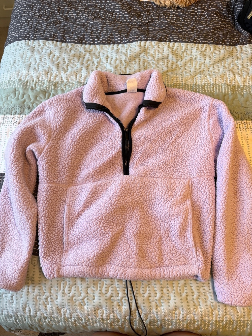 No Boundaries Lavender Plush Quarter-Zip Sherpa Pullover